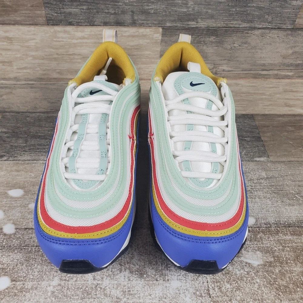 Nike Air Max 97 Shoes Womens Sz 6 Athletic‎ Running Multicolor Summit White Blue